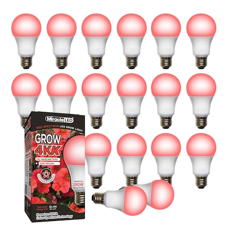 Miracle Led 4KK Pro-Pack Indoor Grow Light Bulb, 4000K Red Spec. Replace 150W Grow Bulbs, 18PK 801868
